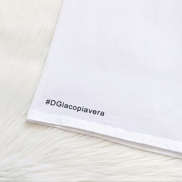 Dolce & Gabbana White Floral Embroidered "io C'ero" Print Tee | Size S - Picture 9 of 15